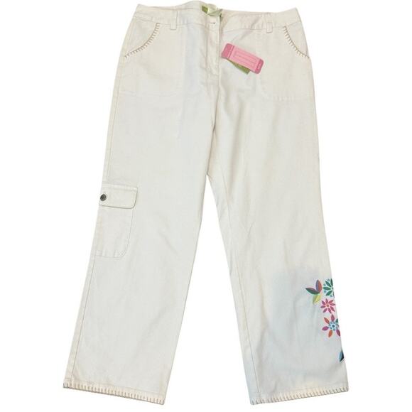 Sigrid Olsen 10 embroidered floral relaxed leg crop Poet pant P 2487 - Picture 1 of 11